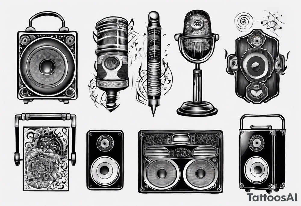 speaker, music staff tattoo idea