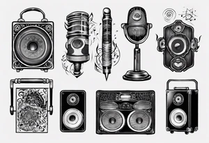 speaker, music staff tattoo idea
