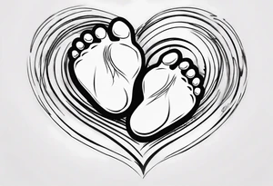 A heart with a CTG line. There are 2 small baby feet in the CTG line tattoo idea