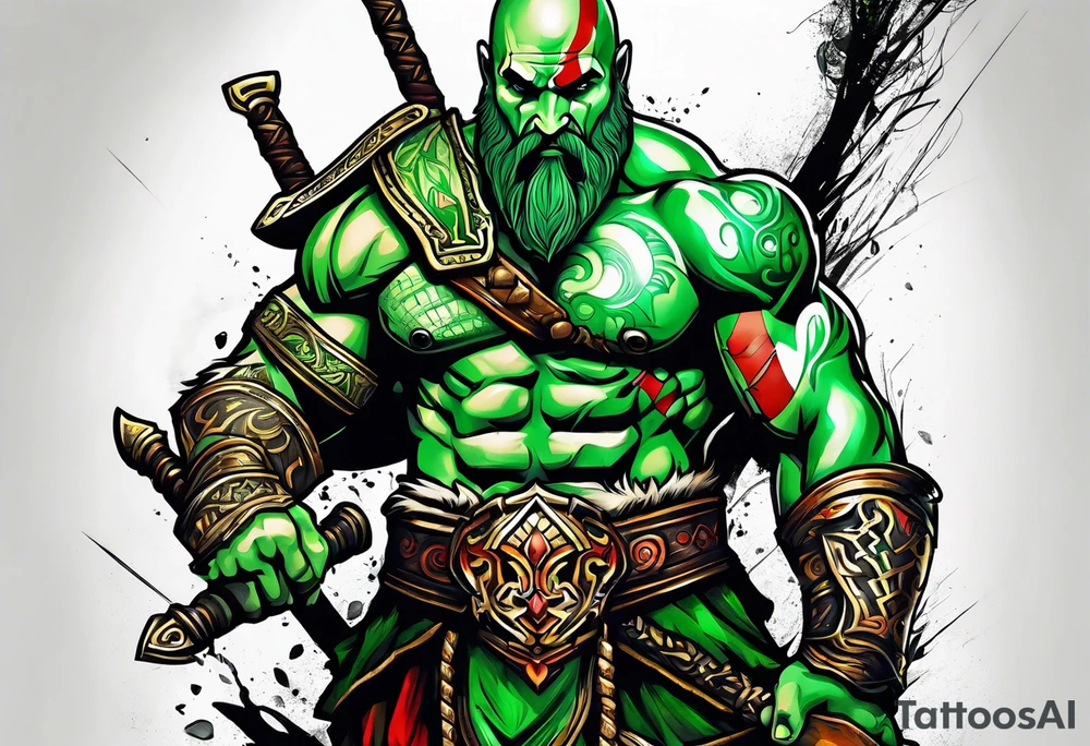 green god of war tattoo idea