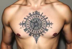 vintage roman numerals within ornate clockwork mechanism tattoo idea