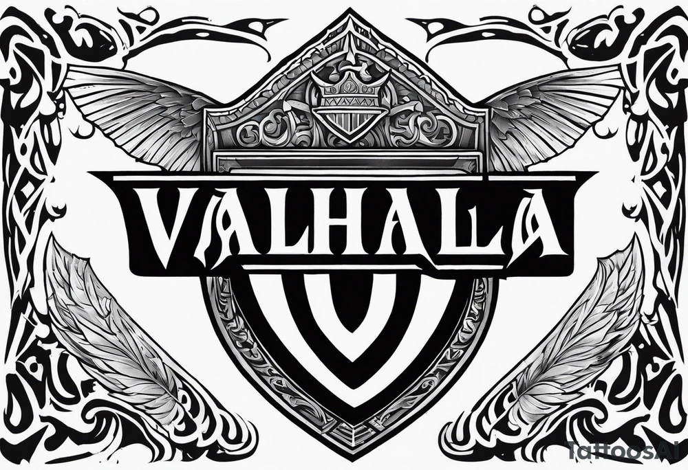 Valhalla stairs sword shield tattoo idea