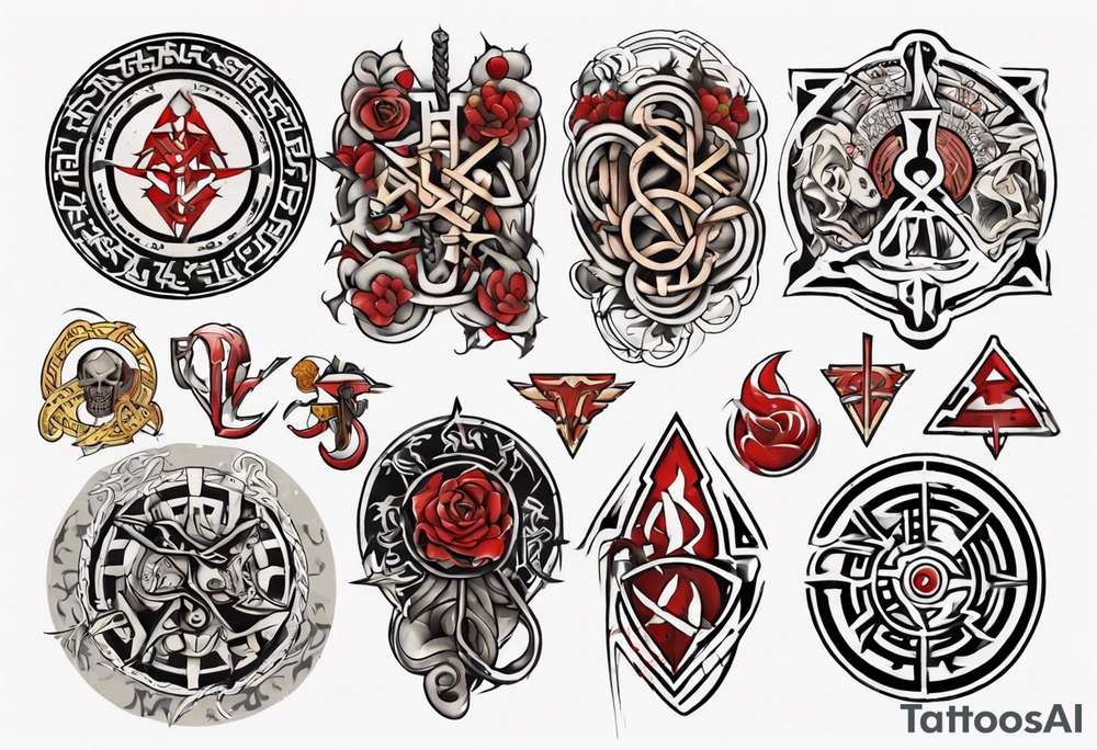 Nórdic runes Style yakuza tattoo idea