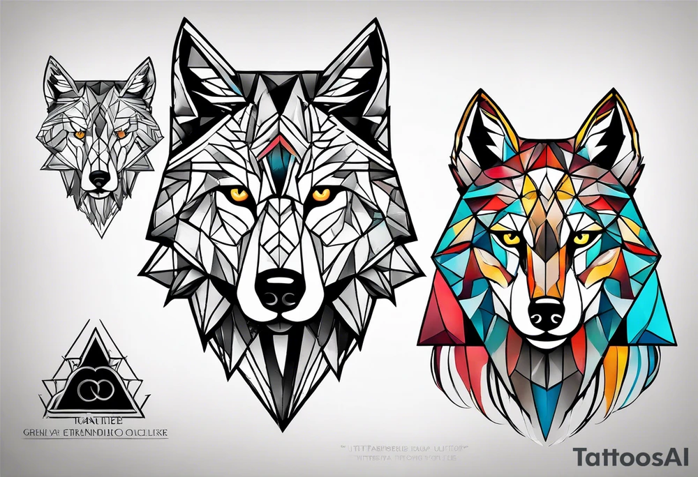 Three triangles. First triangle: Wolf. Second triangle: Snow. Third triangle: Thor, terrible. tattoo idea