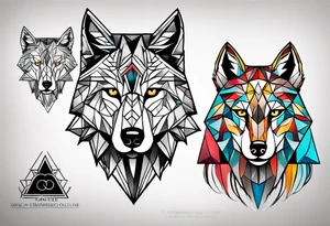 Three triangles. First triangle: Wolf. Second triangle: Snow. Third triangle: Thor, terrible. tattoo idea