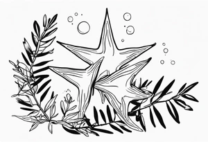 Two star fish with olive branch behind tattoo idea