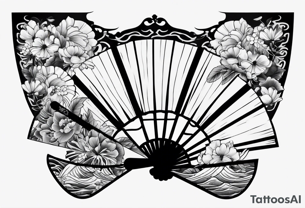 Black Japanese fan tattoo idea