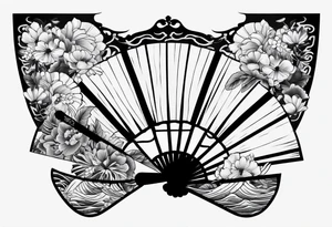 Black Japanese fan tattoo idea