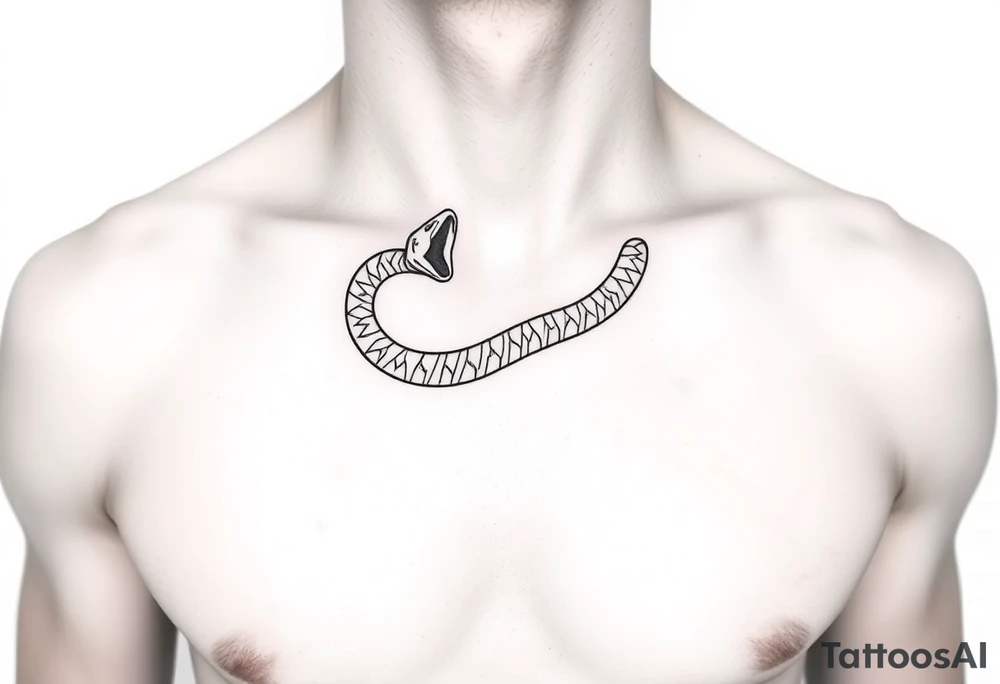 snake wrapped around collar bone tattoo idea