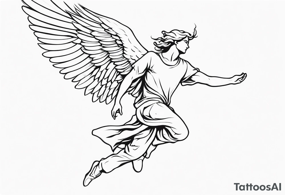 Male Angel falling out the sky tattoo idea