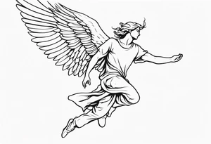 Male Angel falling out the sky tattoo idea