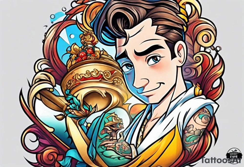 cartoon man in style of Disney tattoo idea