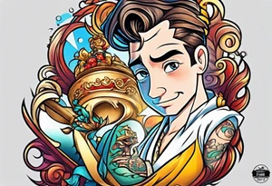 cartoon man in style of Disney tattoo idea