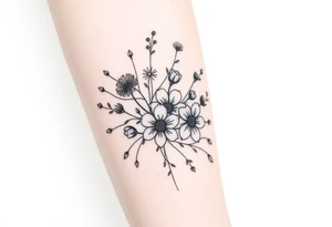 Wild flowers clustered together tattoo idea