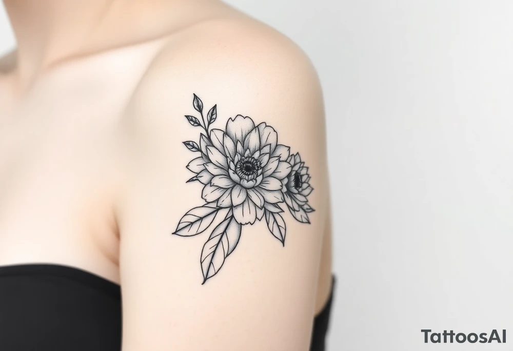 Rose and Chrysanthemum bouquet tattoo tattoo idea