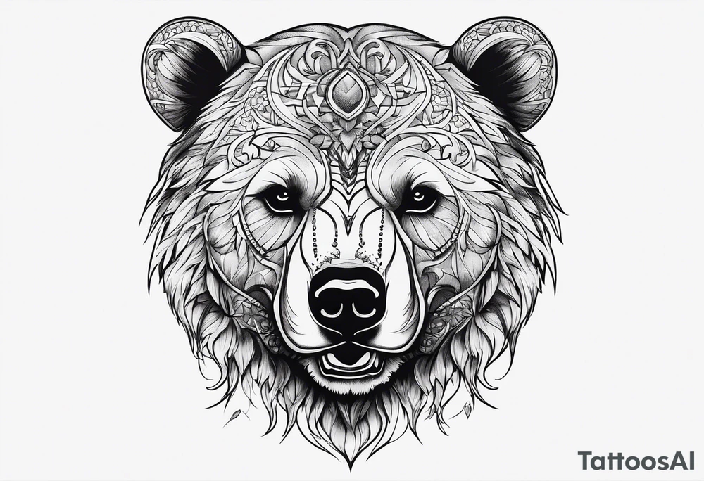 skeleton bears head gothic tattoo idea