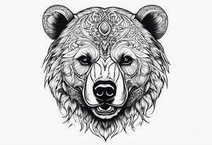 skeleton bears head gothic tattoo idea