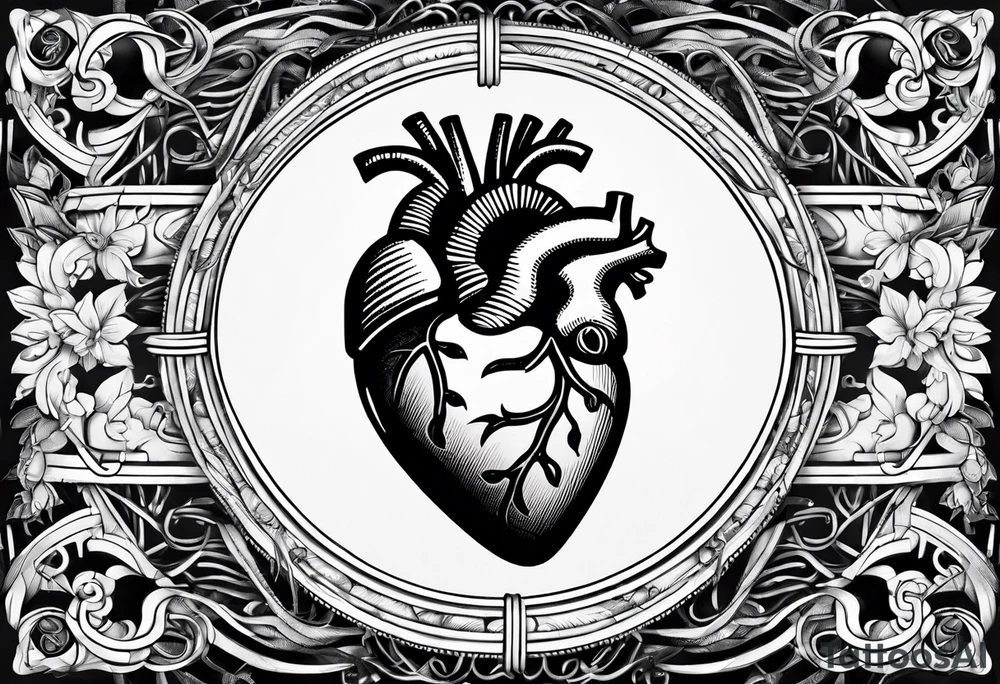 heart surrounded with wire tattoo idea