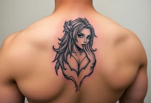 Créame un tarro en miniatura para la parte baja del bicep de una personaje principal de dragón Ball con el nombre dé Lorelay, el diseño representa a mi hermana pequeña tattoo idea