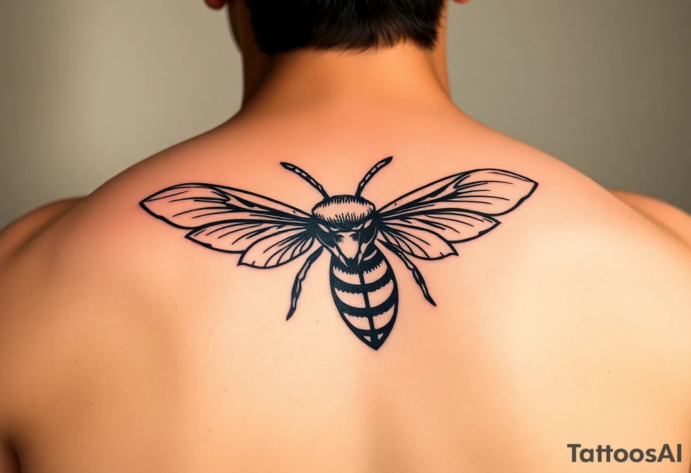 Angry hornet flying with arched body tattoo idea