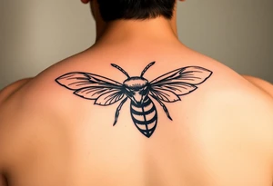 Angry hornet flying with arched body tattoo idea