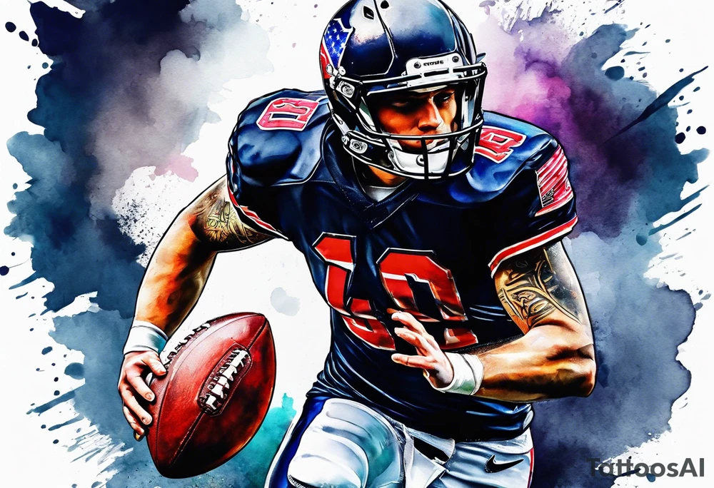 American football cross with watercolor background tattoo idea