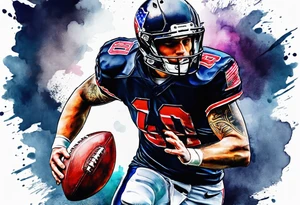 American football cross with watercolor background tattoo idea