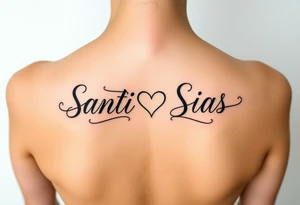 Santi & Sias combined in cursive with a heart in the middle connecting them tattoo idea