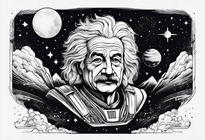 spartan, outer space, Einstein, physics, writing, sleeve tattoo tattoo idea