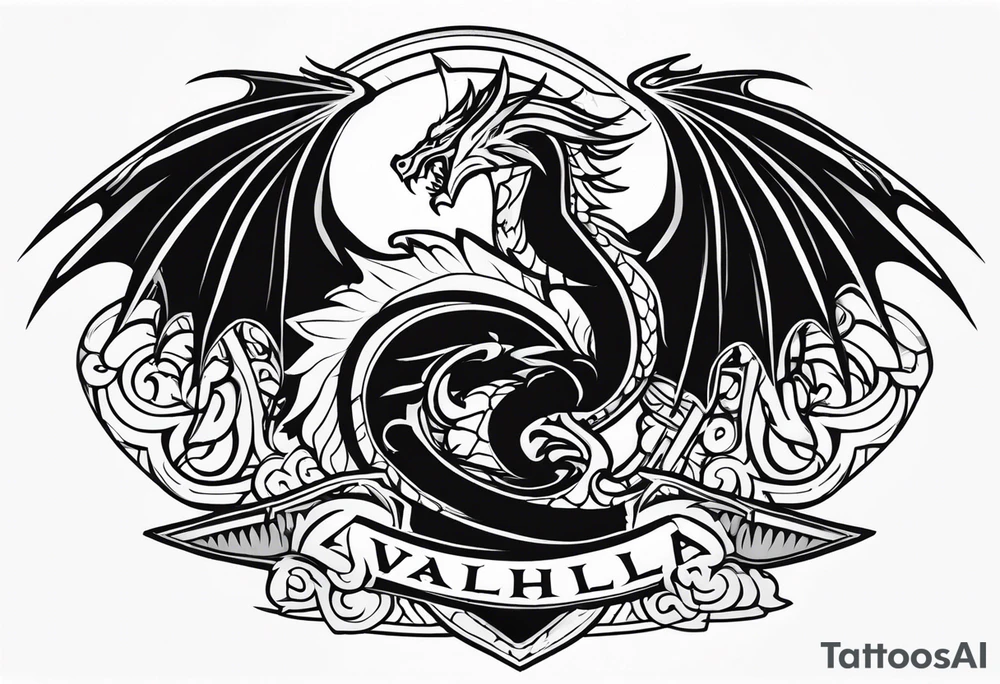 Valhalla dragon sword tattoo idea