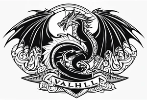 Valhalla dragon sword tattoo idea