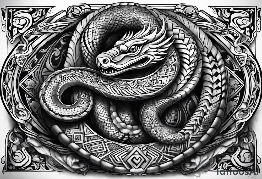 aztec snake sleeve tattoo idea