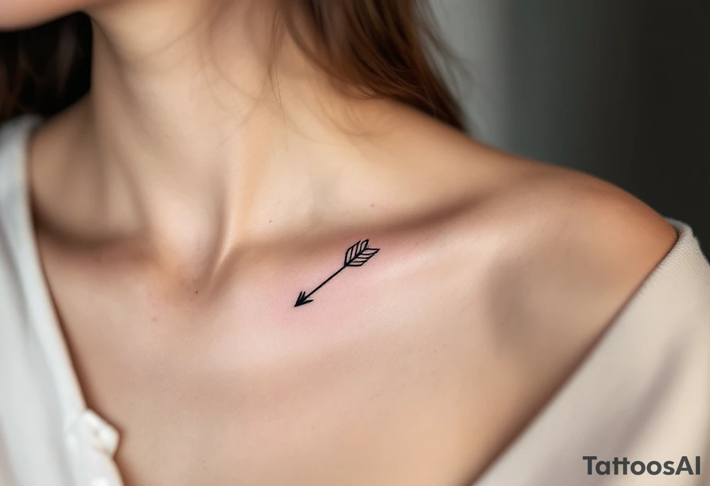 A continuous-line arrow in fine black ink, forming a seamless flow of energy and movement. tattoo idea