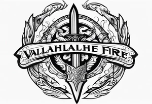 Valhalla fire sword shield warrior tattoo idea