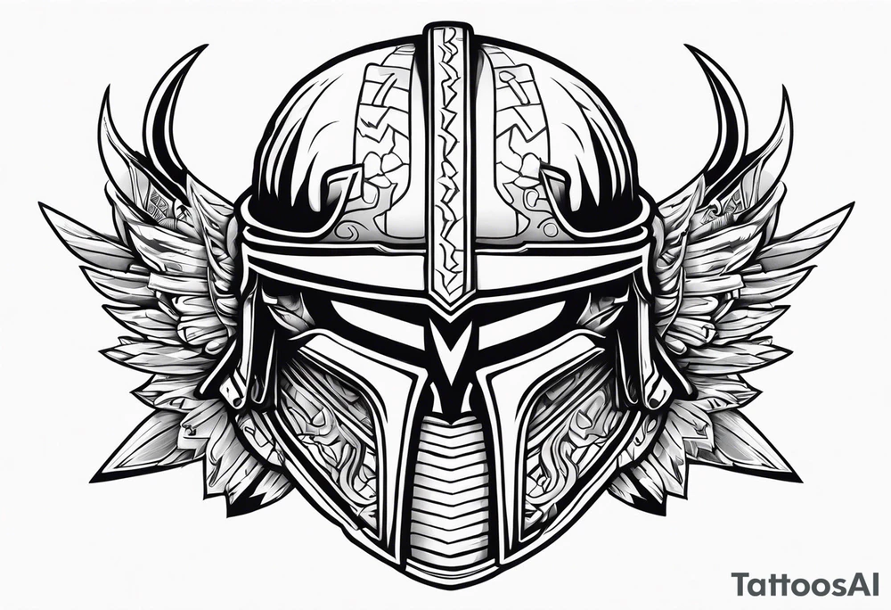 Valhalla  warrior soldier helmet tattoo idea