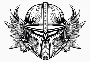 Valhalla  warrior soldier helmet tattoo idea