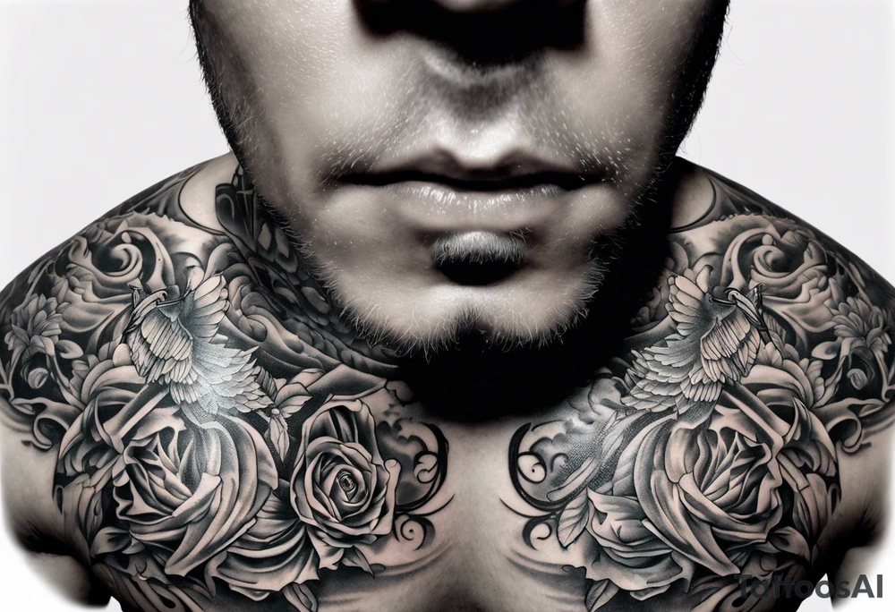 Good vs evil chest piece. tattoo idea