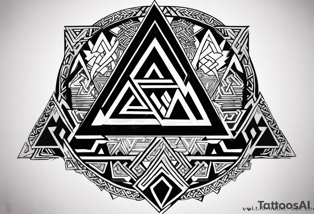 Symbol vikings valknut avec les dates 16/01/1939 15/01/2022  ecrite en chiffres vikings tattoo idea