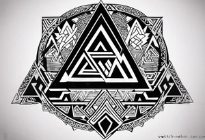 Symbol vikings valknut avec les dates 16/01/1939 15/01/2022  ecrite en chiffres vikings tattoo idea
