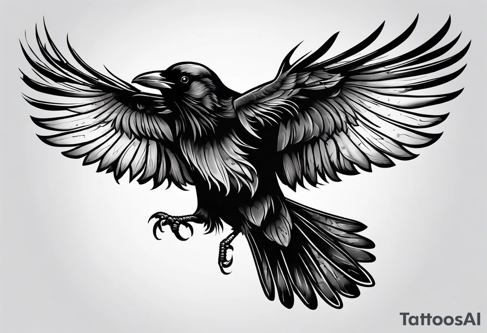 outlines of a crow with open wings tattoo idea