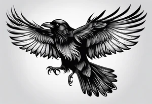 outlines of a crow with open wings tattoo idea