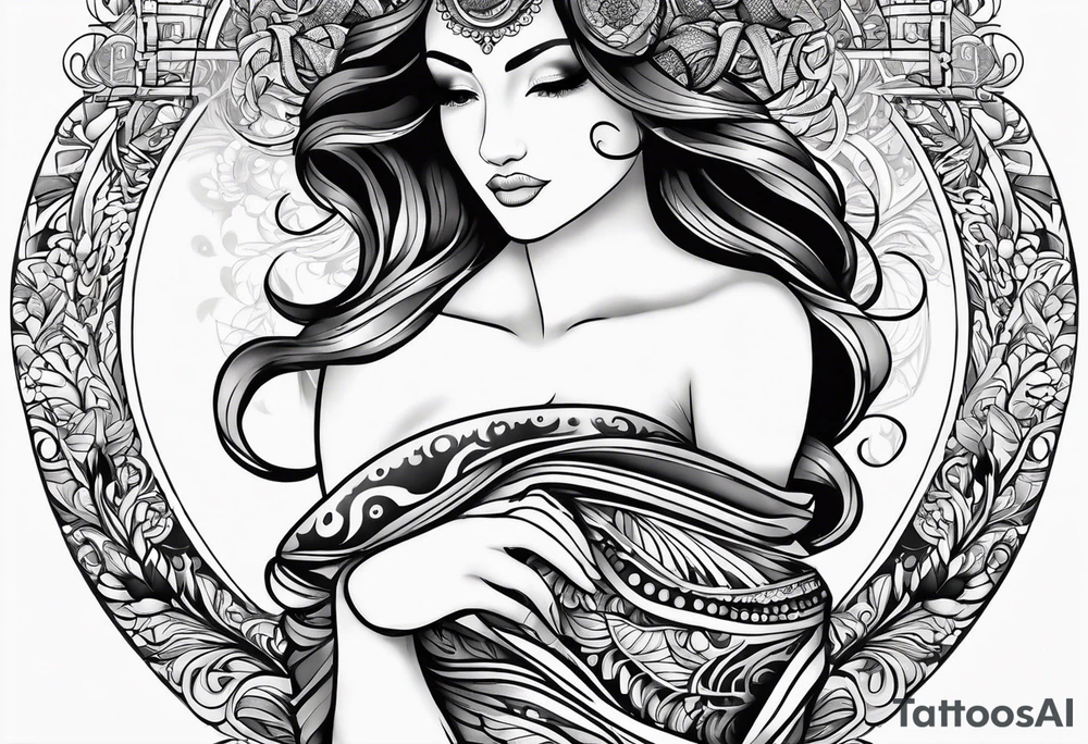 A thigh tattoo, symbol of strength and motherhood. tattoo idea