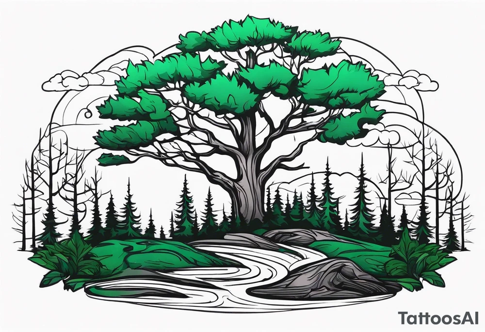 Living forest transitioning to a dead forest tattoo idea Living forest transitioning to a dead forest tattoo idea