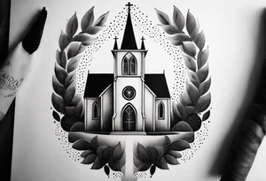 burning church tattoo idea