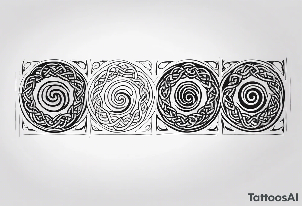 Three celtic spirals and heather tattoo idea
