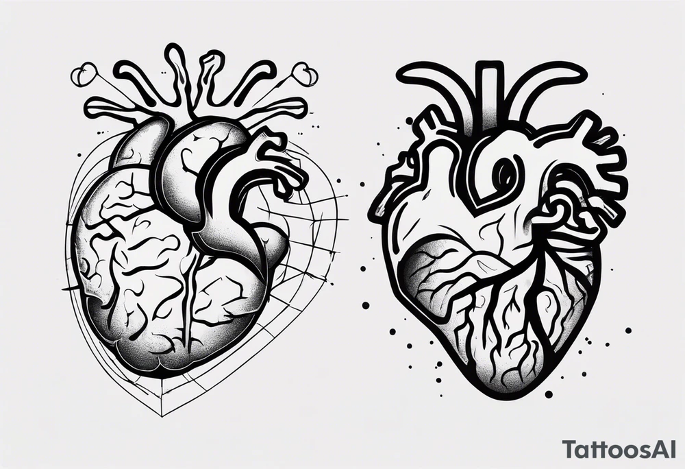 Left half human brain and right half human heart tattoo idea Left half human brain and right half human heart tattoo idea