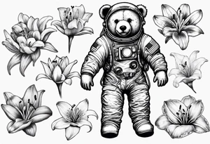 Teddy bear astronaut Lily tattoo idea