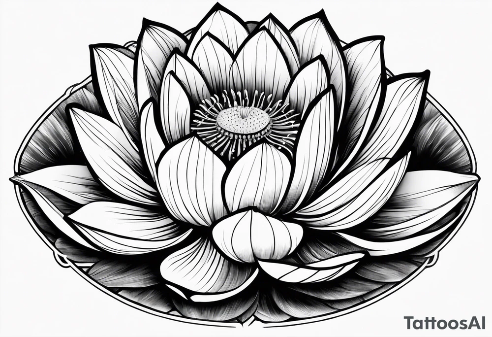 a masculine line drawing of a lotus flower tattoo idea
