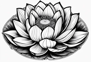 a masculine line drawing of a lotus flower tattoo idea