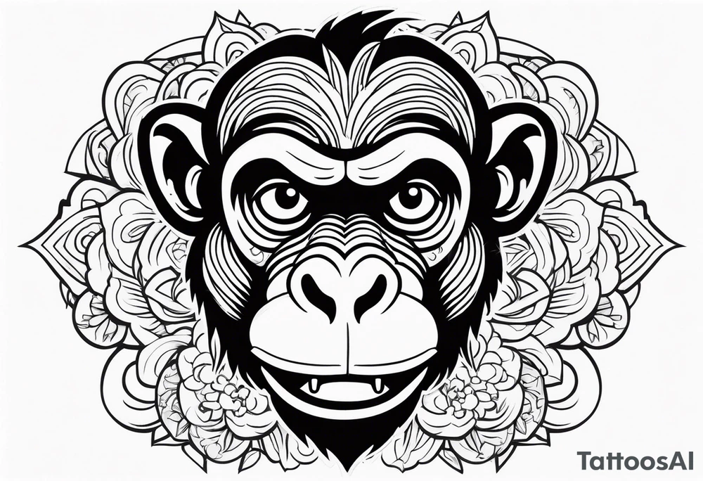 aggressive monkey on torso tattoo tattoo idea